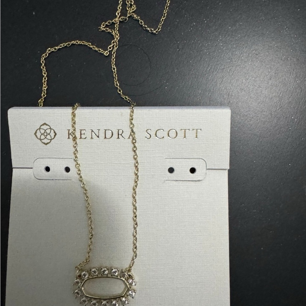 Kendra Scott Gold Necklace with White Stone